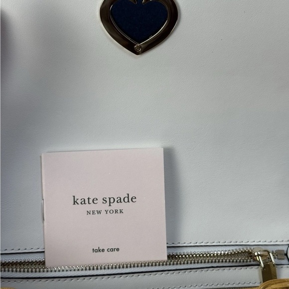 NWT Kate Spade White Tan Nicola Wicker Gold Hardware Heart Twistlock Crossbody - Picture 6 of 15